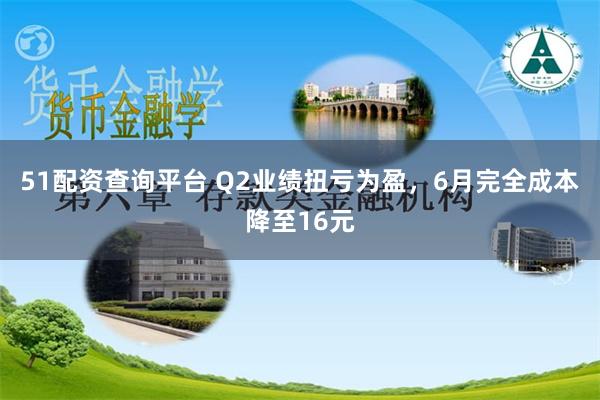 51配资查询平台 Q2业绩扭亏为盈，6月完全成本降至16元