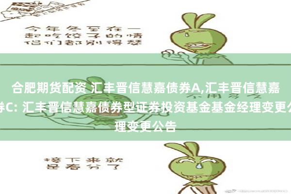 合肥期货配资 汇丰晋信慧嘉债券A,汇丰晋信慧嘉债券C: 汇丰晋信慧嘉债券型证券投资基金基金经理变更公告