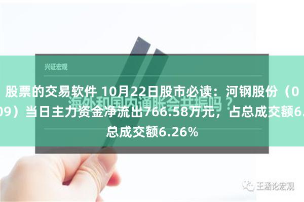 股票的交易软件 10月22日股市必读：河钢股份（000709）当日主力资金净流出766.58万元，占总成交额6.26%