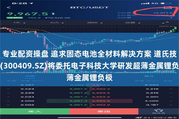 专业配资操盘 追求固态电池全材料解决方案 道氏技术(300409.SZ)将委托电子科技大学研发超薄金属锂负极